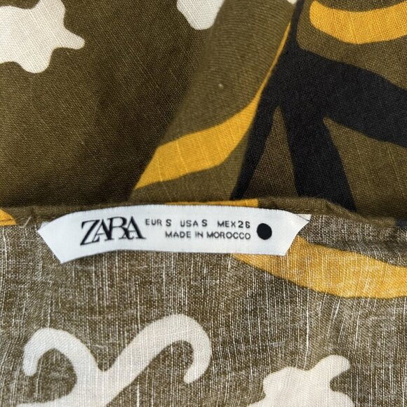 Zara Printed Sarong Pareo Style Linen Blend Wrap Midi Skirt Size Small - Picture 8 of 8